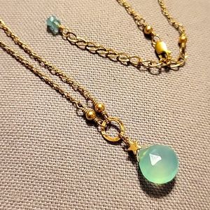 Handmade blue chalcedony teardrop necklace